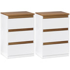 Lot de 2 tables de chevet blanches à 3 tiroirs