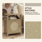 Lot de 2 tables de chevet effet bois et cannage
