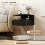 Lot de 2 tables de chevet suspendues noires avec tiroir