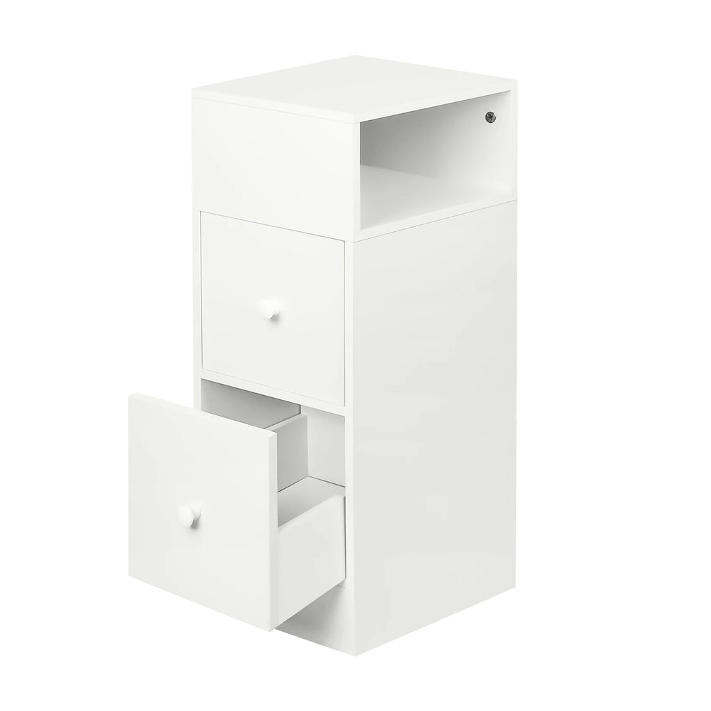 Lot de 2 tables de chevet étroites à 2 tiroirs, largeur 25 cm