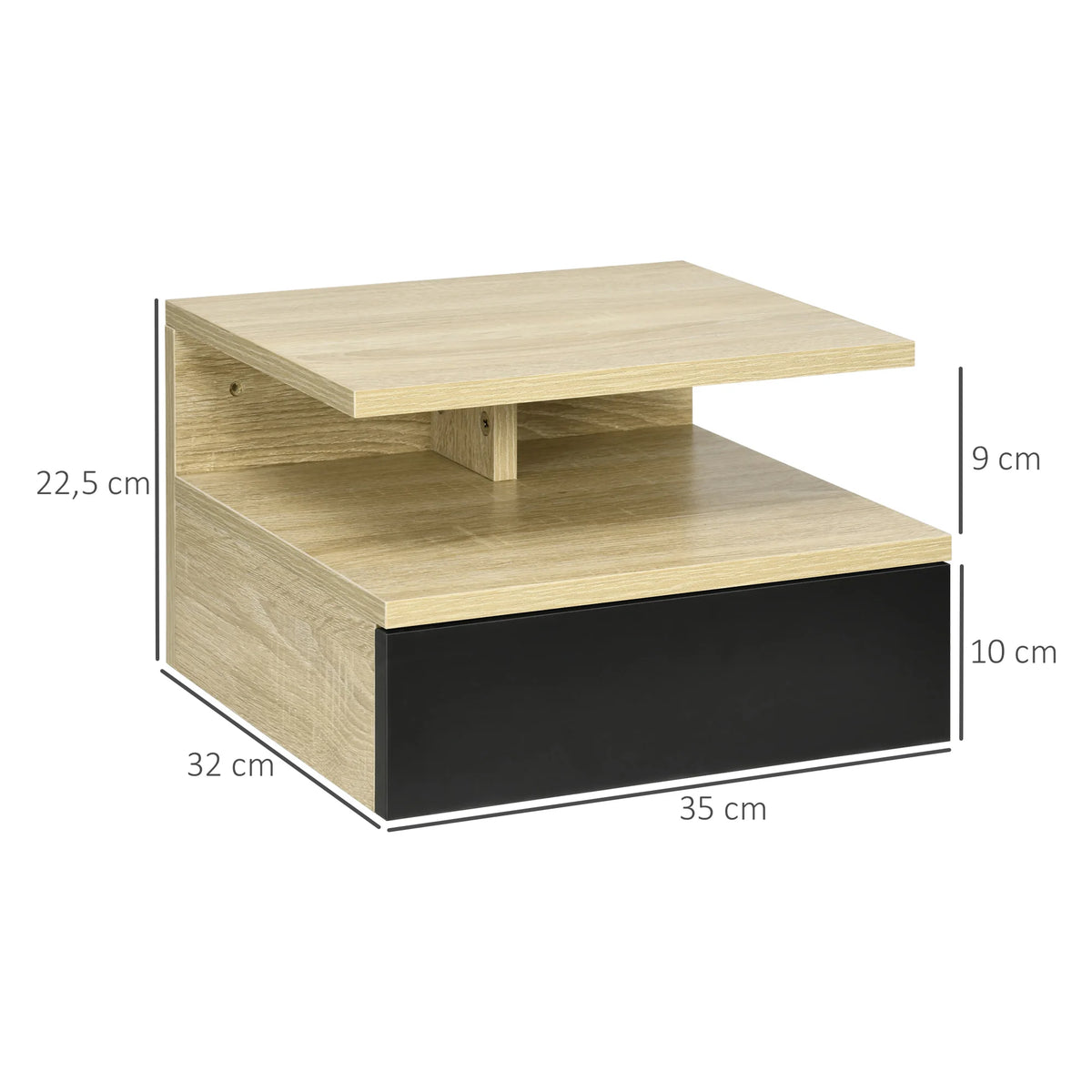 Lot de 2 tables de chevet suspendues effet chêne et noir