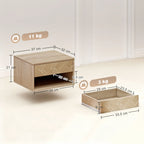 Lot de 2 tables de chevet suspendues effet bois à motif chevrons