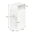 Lot de 2 tables de chevet étroites à 2 tiroirs, largeur 25 cm