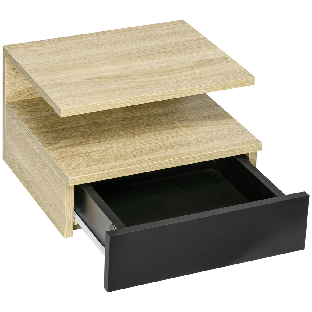 Lot de 2 tables de chevet suspendues effet chêne et noir