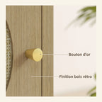 Lot de 2 tables de chevet effet bois et cannage