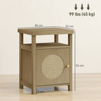 Lot de 2 tables de chevet effet bois et cannage
