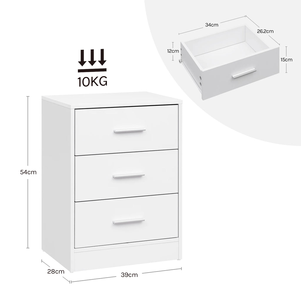 Lot de 2 tables de chevet à 3 tiroirs
